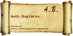 Auth Boglárka névjegykártya