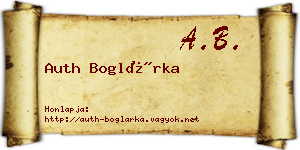 Auth Boglárka névjegykártya